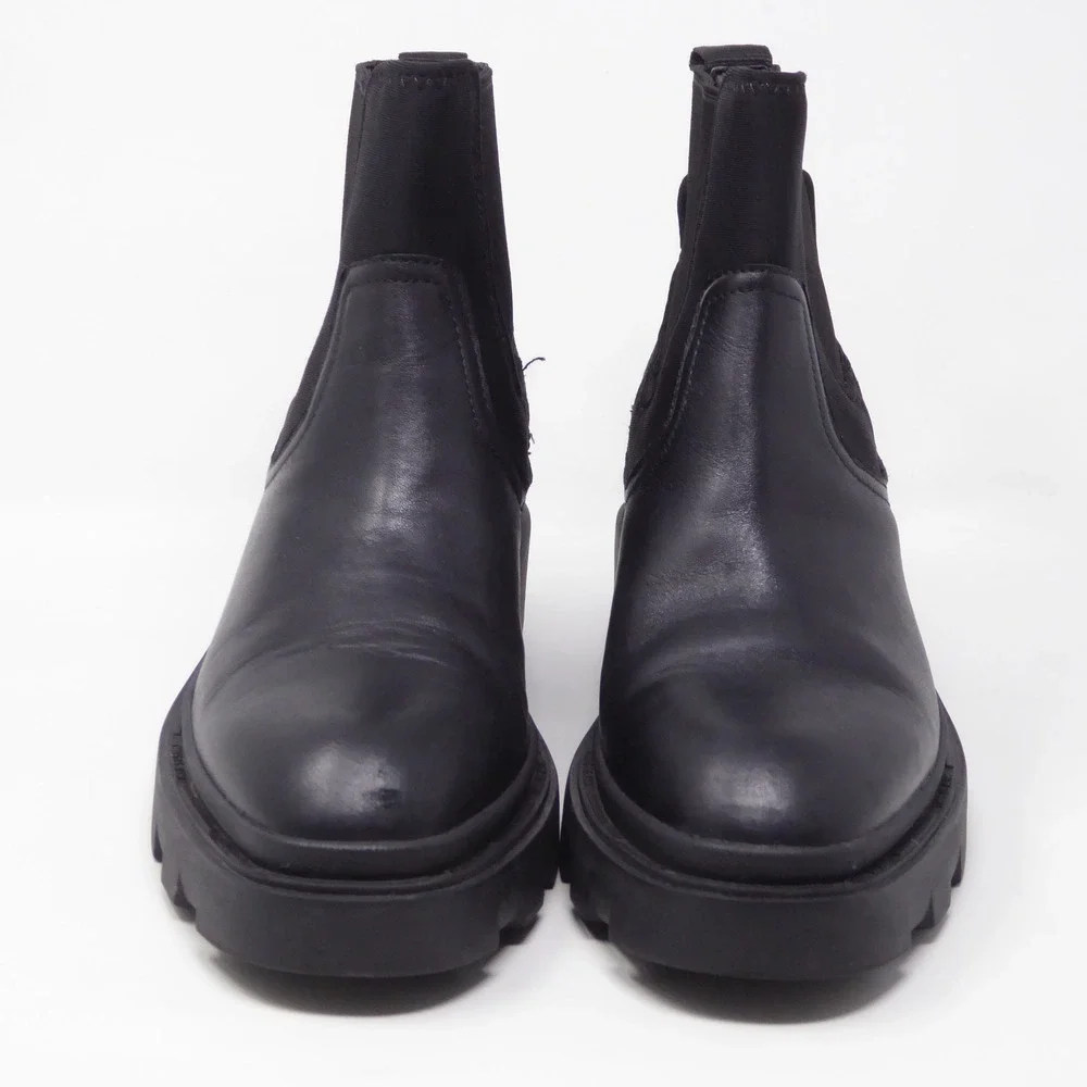ASH Metro Women Boots Black Leather Lug Sole Chelsea Ankle Boots 36 / 5.5
